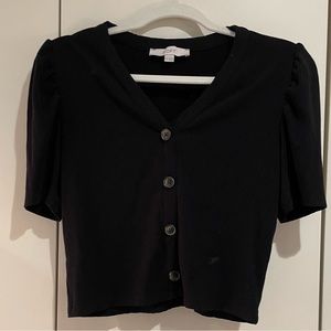 Loft black medium sweater blouse with buttons.